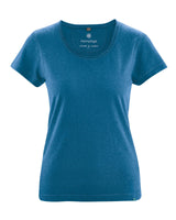 T-shirt with rolled crew neck for women in hemp and organic cotton