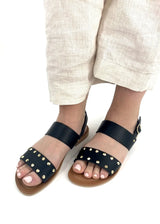 Black Lido sandals for women in natural leather