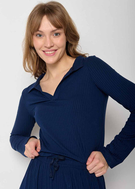 Women's Earth Ribbed Collared Sweater in Ecovero