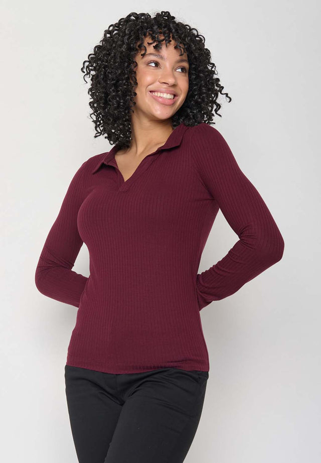 Women's Earth Ribbed Collared Sweater in Ecovero