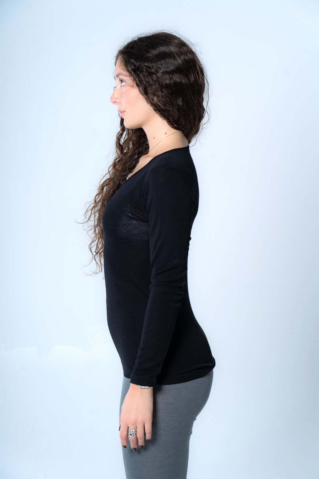 Women's Organic Wool and Silk Long Sleeve Sweater