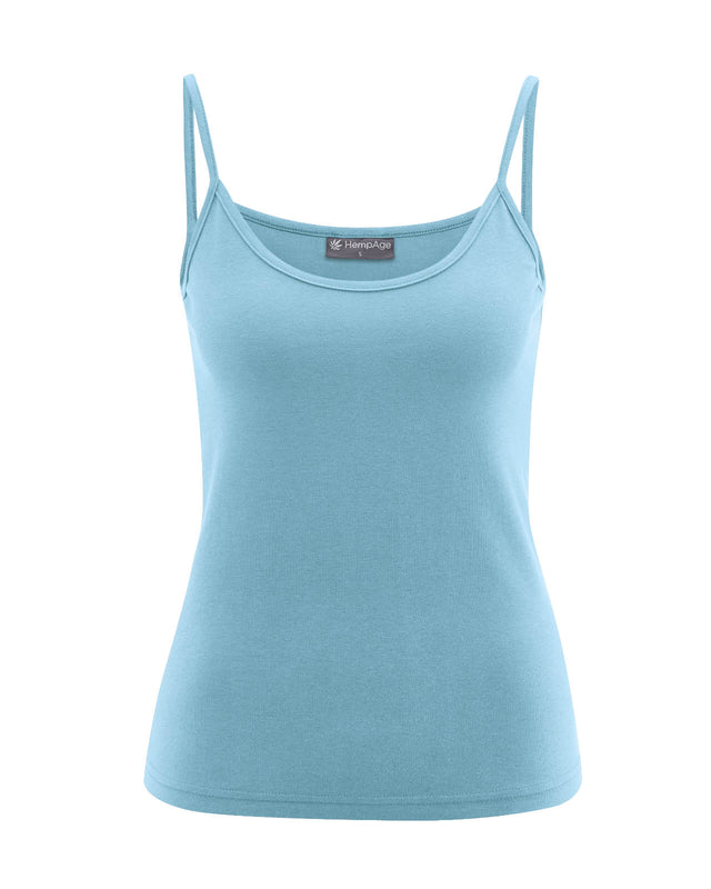 Narrow-strap tank top in hemp and organic cotton