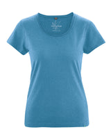 T-shirt with rolled crew neck for women in hemp and organic cotton