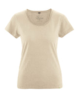 T-shirt with rolled crew neck for women in hemp and organic cotton