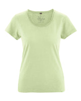 T-shirt with rolled crew neck for women in hemp and organic cotton