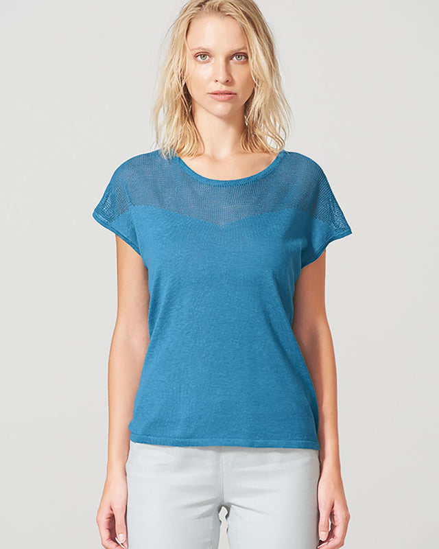 Women's knitted T-shirt in hemp and organic cotton