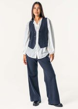 Women's Sabrin Vest Blue Striped in Organic Cotton