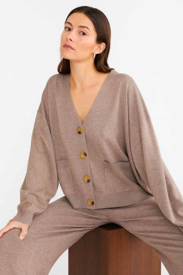 Cardigan Mandy da donna marrone in Cashmere e Bamboo