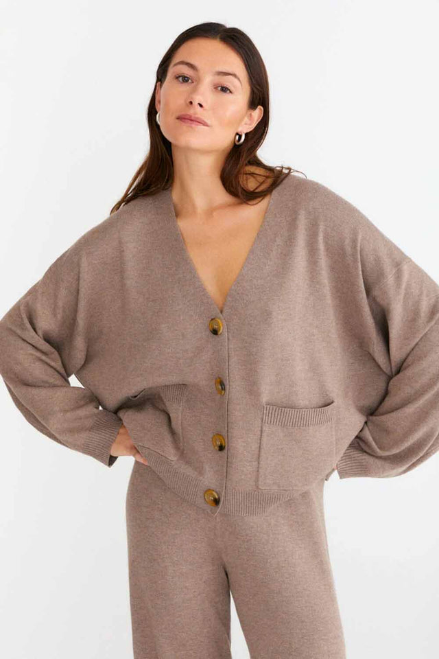 Cardigan Mandy da donna marrone in Cashmere e Bamboo