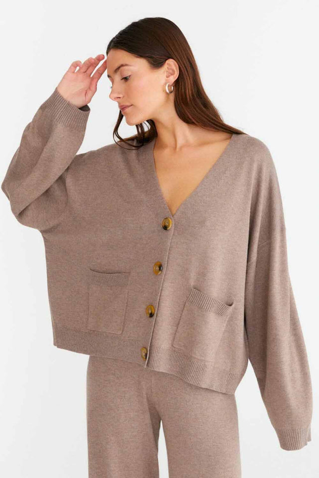 Cardigan Mandy da donna marrone in Cashmere e Bamboo