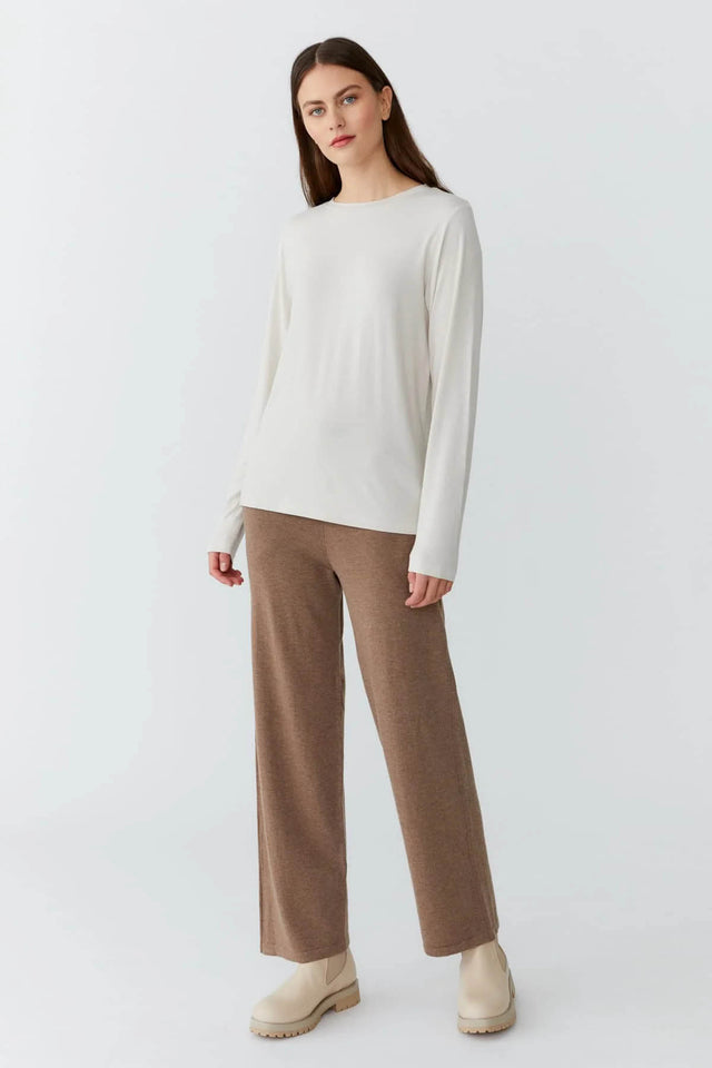 Pantaloni Kim ampi da donna in Cashmere e Bamboo