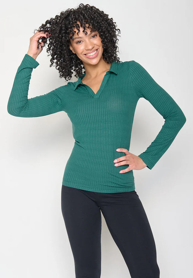 Women's Earth Ribbed Collared Sweater in Ecovero