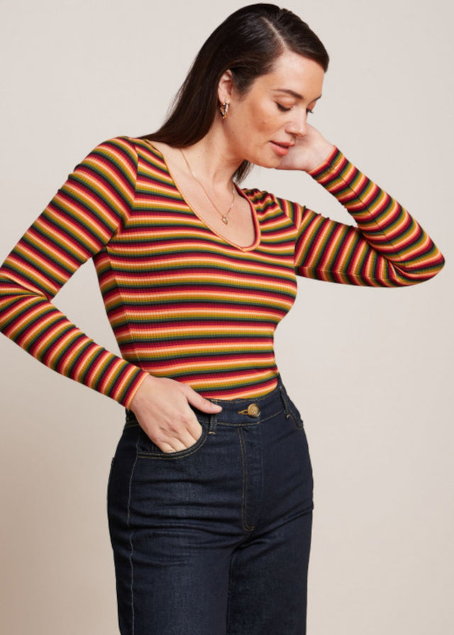 Mimmi Women's ECOVERO™ Striped V-Neck Sweater