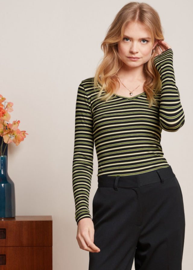 Pimm Carice Women's ECOVERO™ Striped V-Neck Sweater