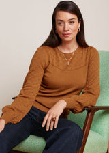 Women's Yoke Sweater in Cotton and Viscose