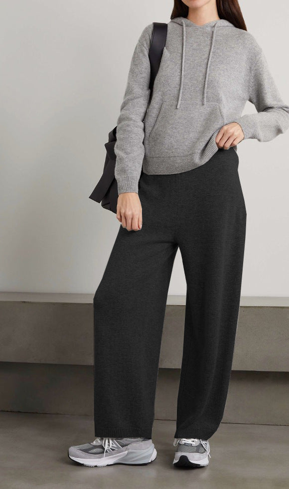 Pantaloni Klay tapered neri da donna in Cashmere e Bamboo