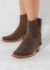 Brown Texan ankle boots for women in sustainably tanned leather