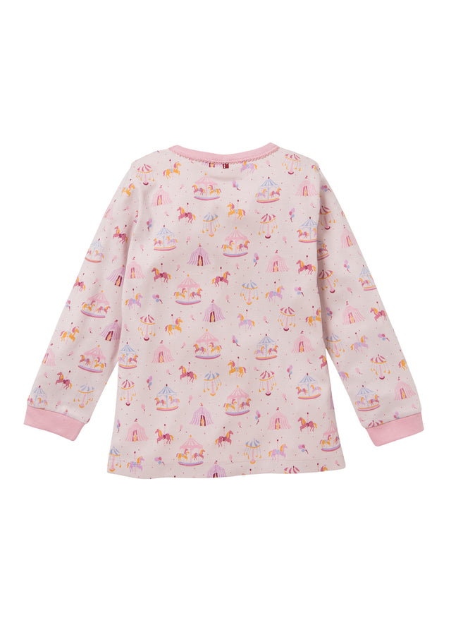 Pink Organic Cotton Carousel Print Girls Pyjamas