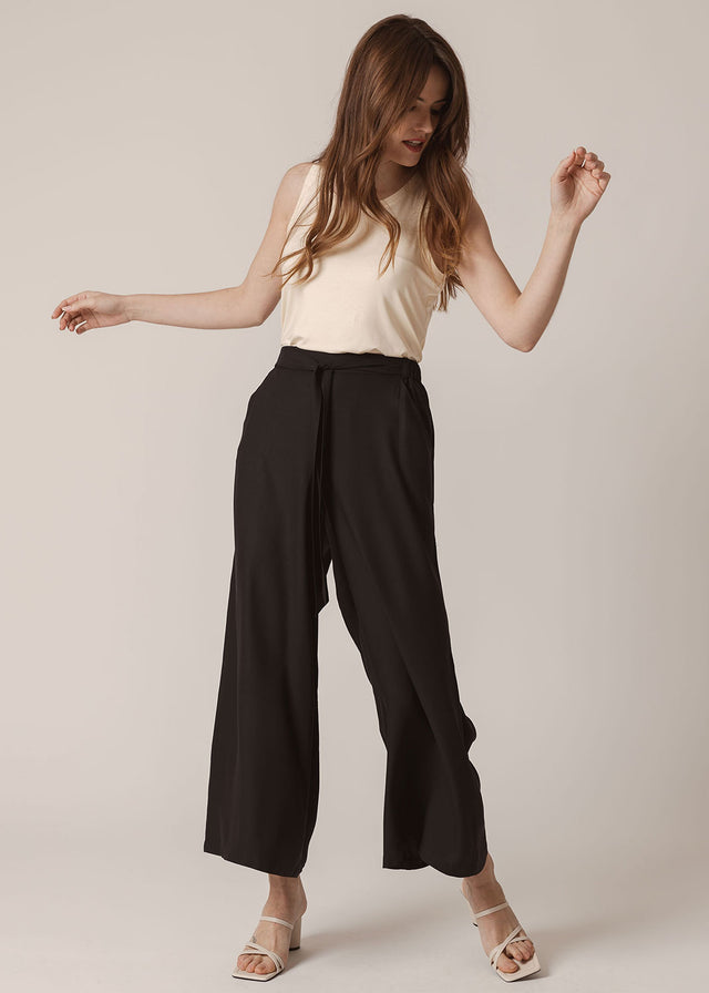 Dona Black culottes for women in sustainable Ecovero viscose