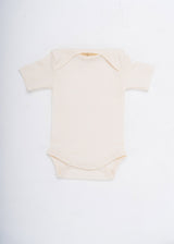 Short sleeve bodysuit for newborns in wool, organic cotton and silk