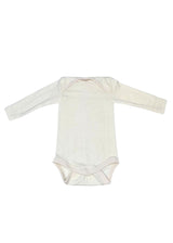 Long sleeve bodysuit for babies in organic wool and silk