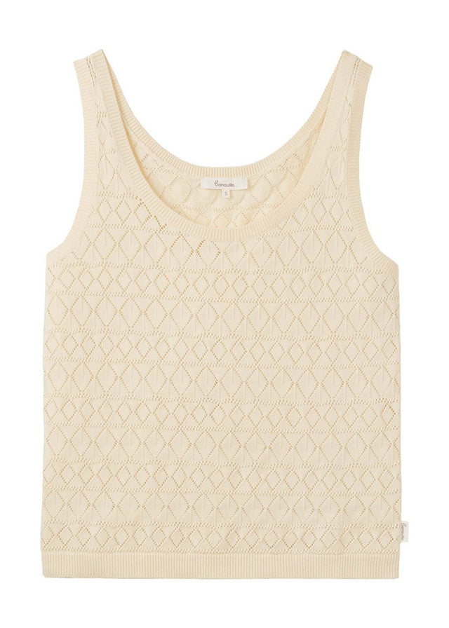 Top a maglia Ajour da donna in cotone biologico