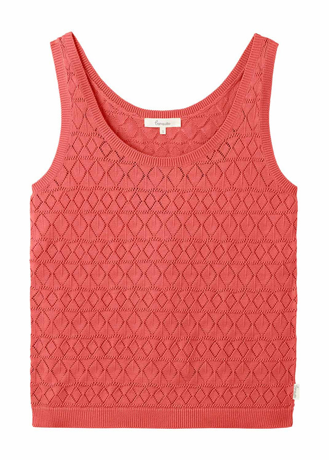 Top a maglia Ajour da donna in cotone biologico