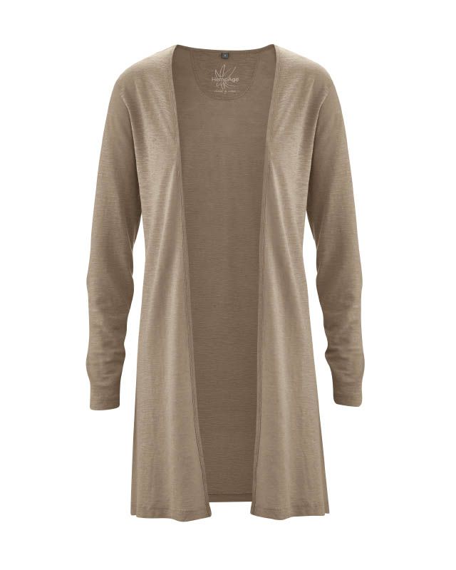 Women's long jacket in hemp jersey and organic cotton