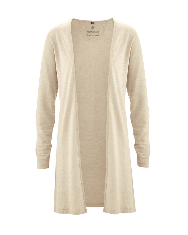 Women's long jacket in hemp jersey and organic cotton