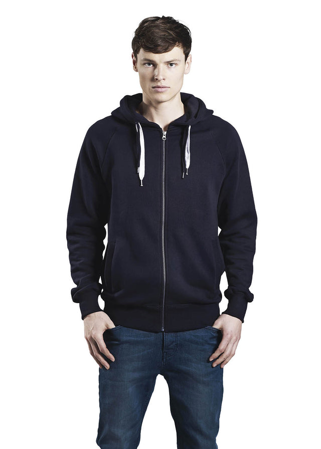 Unisex organic cotton zip-up raglan sleeve hoodie