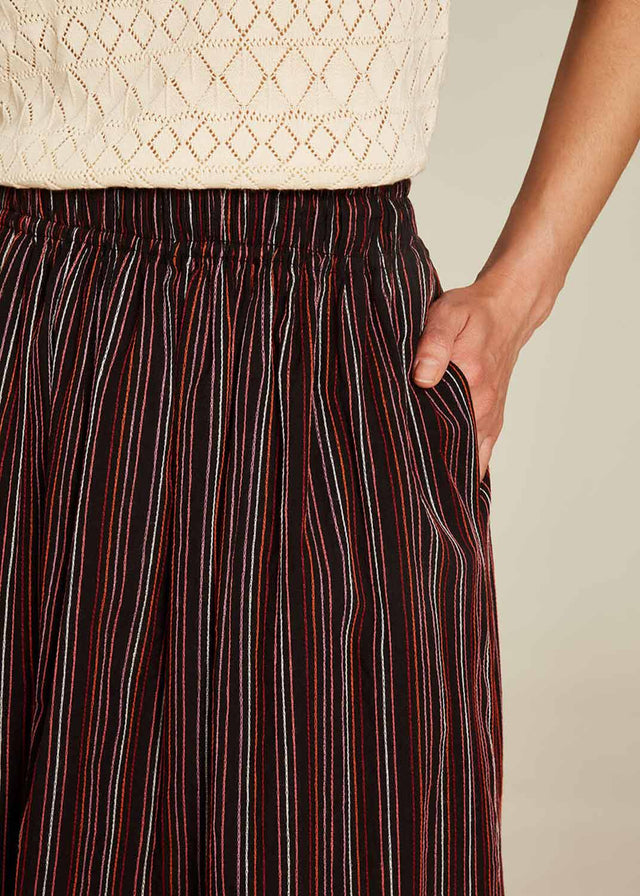 Organic Cotton Striped Midi Skirt