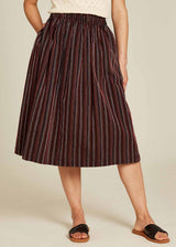 Organic Cotton Striped Midi Skirt