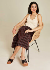 Organic Cotton Striped Midi Skirt