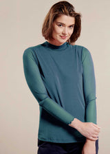 Mock-neck sweater in silk and organic cotton