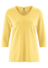 Women's shirt with 3/4 sleeves in hemp and organic cotton