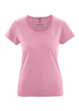 T-shirt con girocollo arrotolato da donna in canapa e cotone biologico