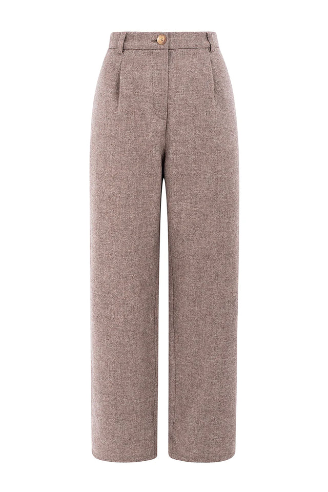 Pantaloni Zoe Beige da donna in pura lana riciclata