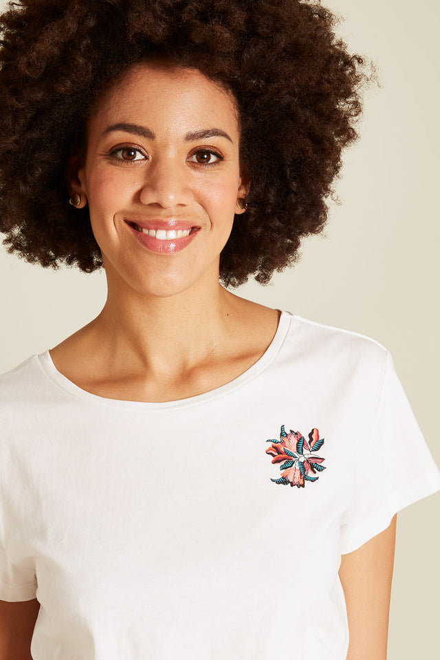 T-shirt da donna in cotone biologico con stampa floreale