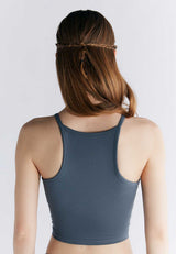 Sports top with hidden bra in organic cotton