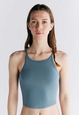 Sports top with hidden bra in organic cotton