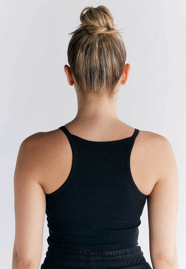 Sports top with hidden bra in organic cotton