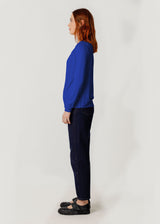 Hiru Blue Boat Neck Sweater for Women in Tencel