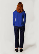 Hiru Blue Boat Neck Sweater for Women in Tencel