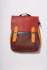 Multicolored Square backpack in Fairtrade recycled leather