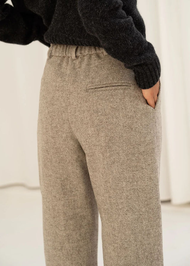 Pantaloni Zoe Herringbone da donna in pura lana riciclata