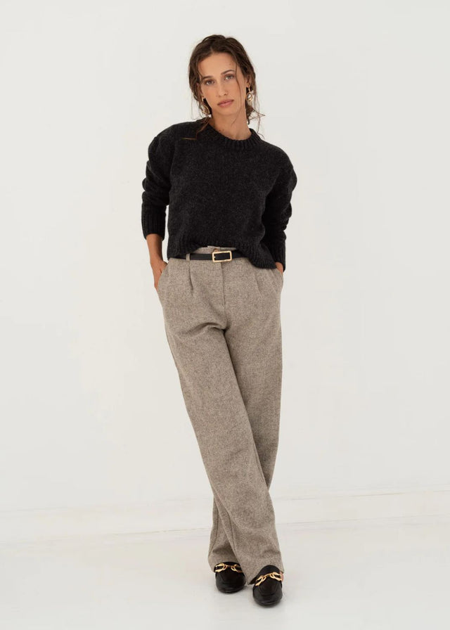 Pantaloni Zoe Herringbone da donna in pura lana riciclata