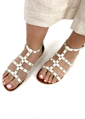Sandali bianco da Donna con borchie in pelle naturale_110740